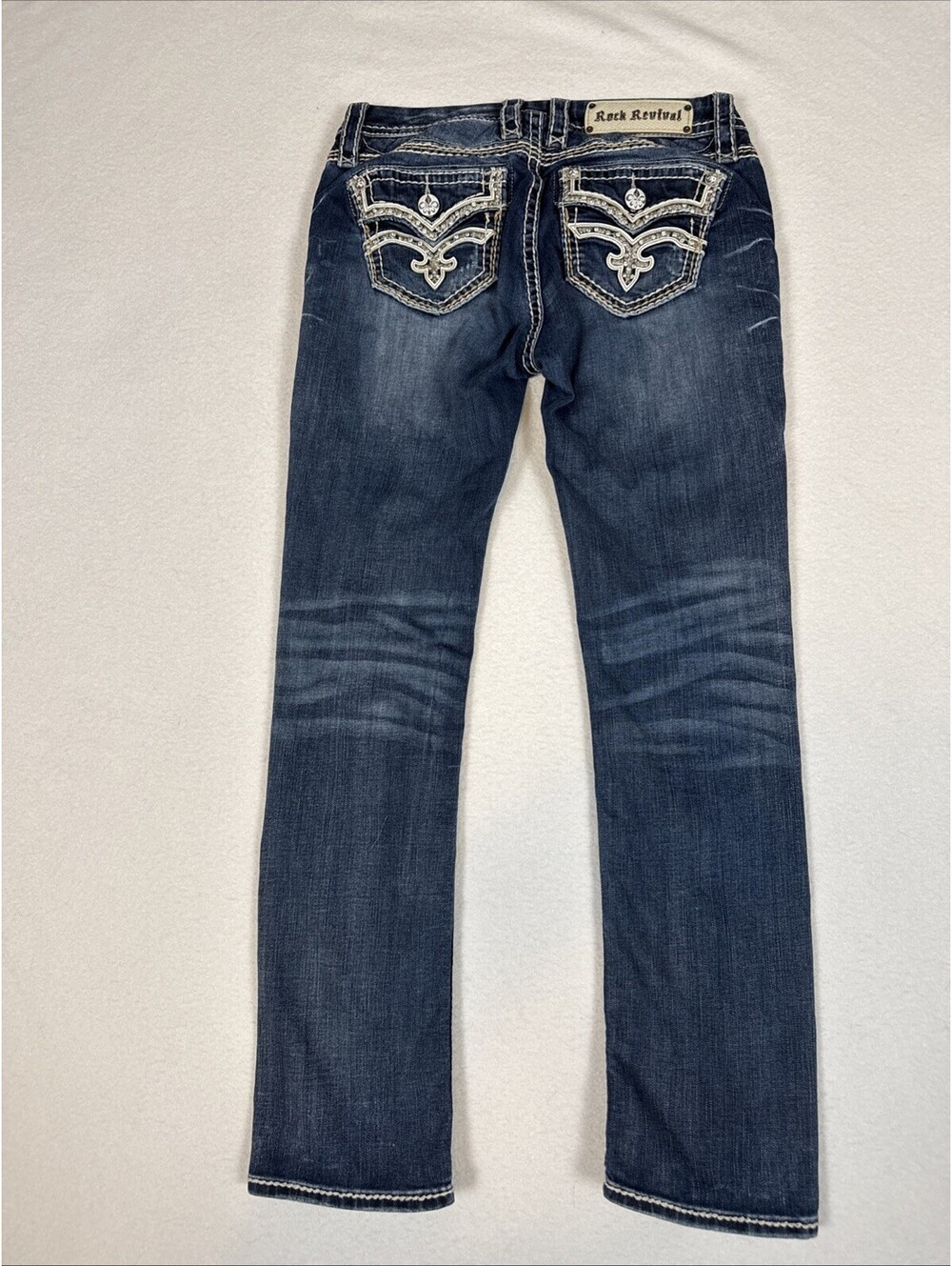 Rock Revival Karla Mid Rise Capri Jeans Embroidered Bling Size 28 x 29